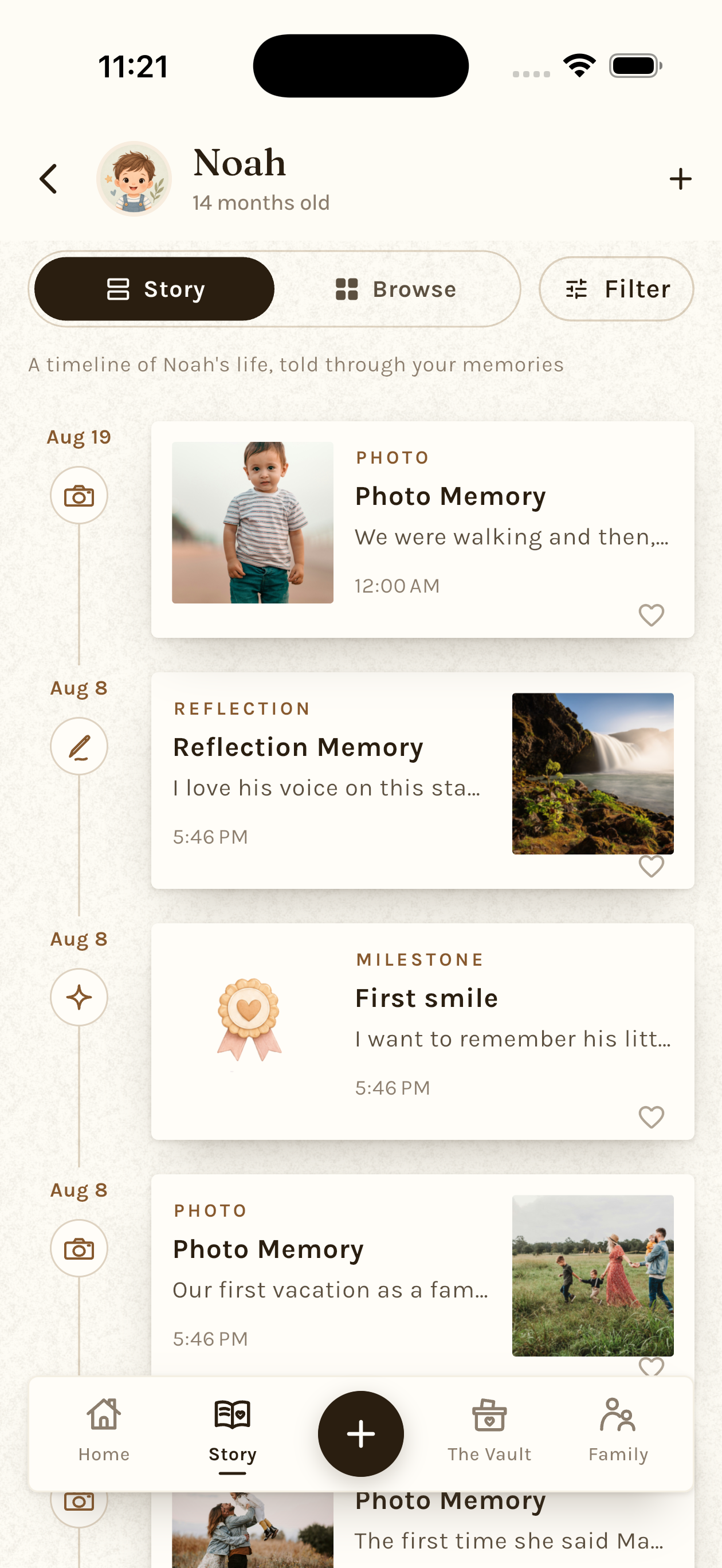 The Days We Keep Story Timeline screen