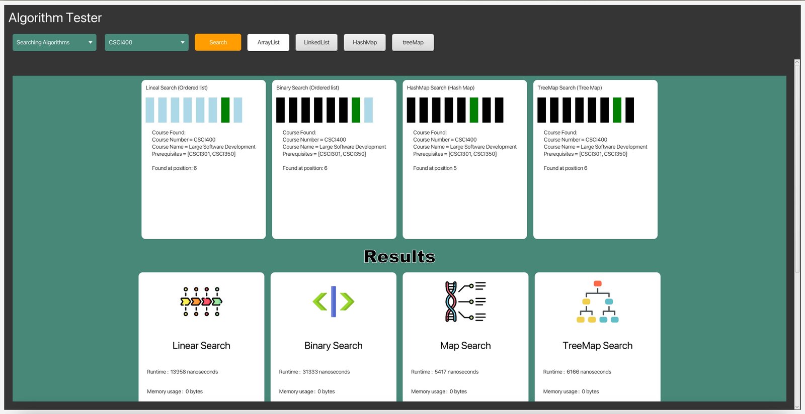 Algorithm testing app